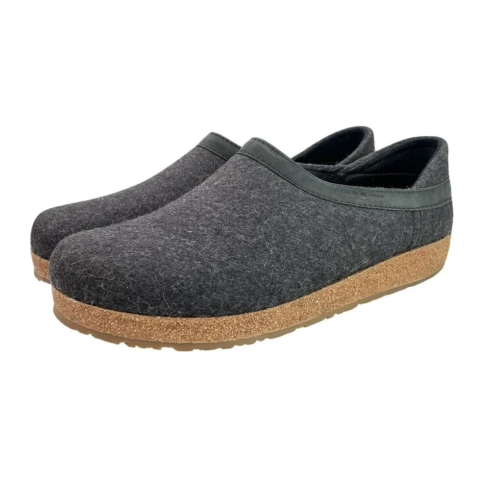 Haflinger Grizzly Torben Wool Clogs  Mens Size 42 Charcoal Slip On Cork Comfort